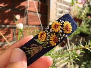 Barrette à cheveux brodée bouquet de tournesols, collection Elizabeth 4