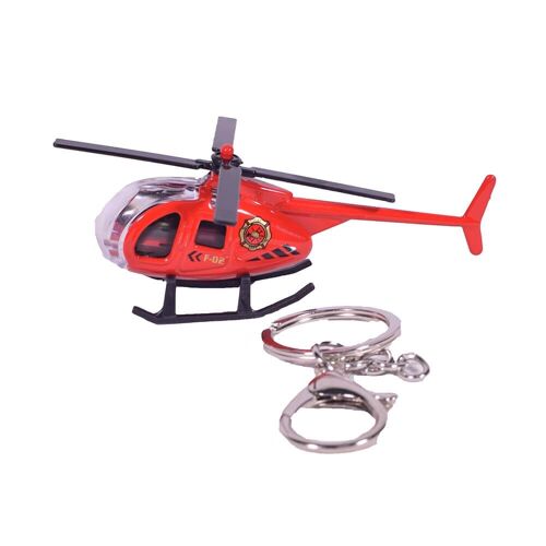 Red Zinc Alloy Helicopter Keychain