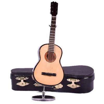 Mini Guitarra Clásica de Madera en Miniatura con Soporte y Estuche 16cm