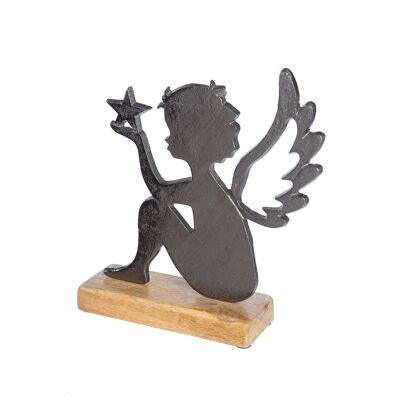 Aluminum wooden angel "Noah" on a wooden base 23 cm