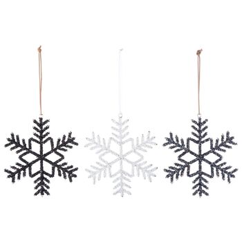 Accroche-perles en métal et verre "Snowflake" assorti noir/blanc/argent 1