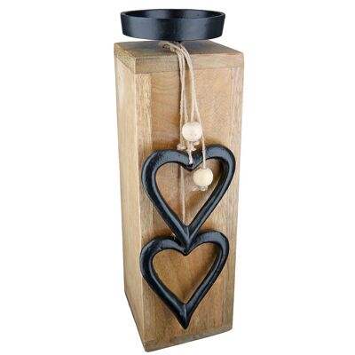 Portacandele in legno "Hangin Heart" 28 cm