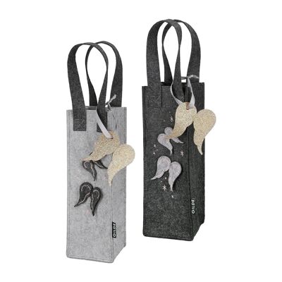 Felt wine bottle bag "Angel Wings" assorted