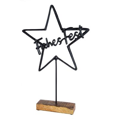 Estrella de aluminio "Frohes Fest" en palo