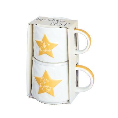 Tasse empilable en 2 parties en porcelaine "Oh you happy"