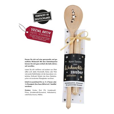 Wooden cooking spoon + drink powder "Christmas Magic"