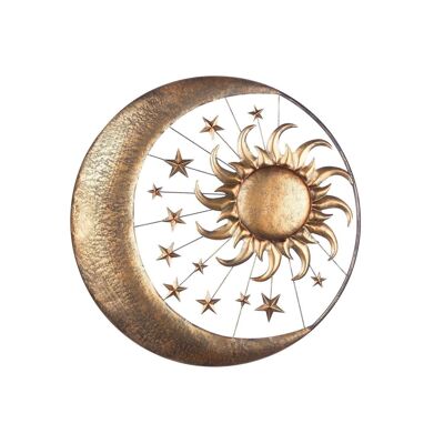 Relief mural en métal "Soleil, Lune et Etoiles"