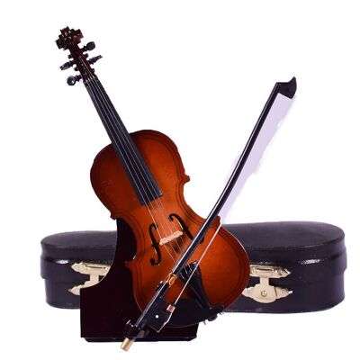 Mini Wooden Violin Miniature with Stand and Case 15cm