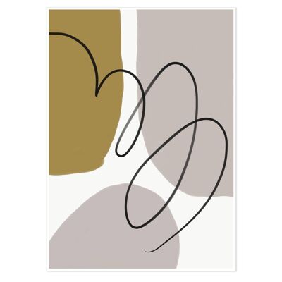 Grey And Mustard Abstract Art Print 50x70cm