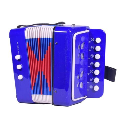 Wooden Accordion with 7 Keys and 2 Bass - Blue