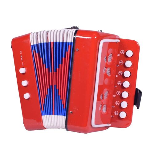 Wooden Accordion with 7 Keys and 2 Bass - Red