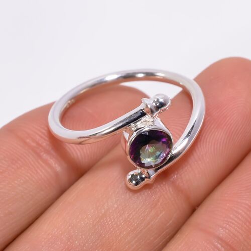 Natural 925 Sterling Silver Mystic Quartz Handmade Ring