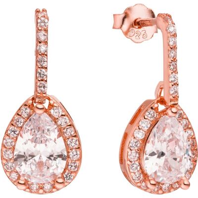 Clous d'oreilles argent 925 larme - rose