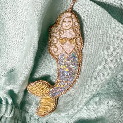 Handmade Mermaid Christmas Holiday Decoration in Irish Linen