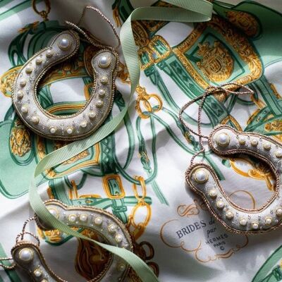Handmade Lucky Horseshoe Irish Linen Gift Ornament