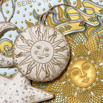 Handmade Sun Irish Linen Astrology Ornament Christmas