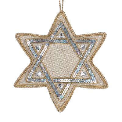 Handmade Star of David Irish Linen Hanukkah Holiday Ornament