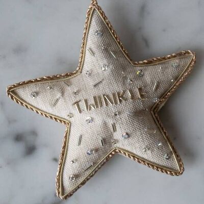 Handmade Star Irish Linen 4th July Holiday Ornament Twinkle