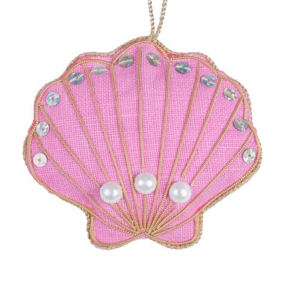 Handmade Shell Irish Linen Ornament - limited edition pink