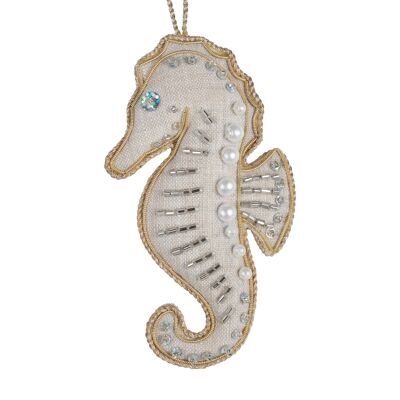 Handmade Seahorse Irish Linen Beach Holiday Ornament