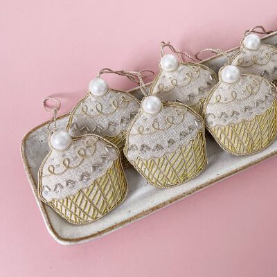 Handmade Cupcake Irish Linen Holiday Ornament Decoration