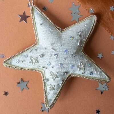 Handmade Cosmic Star Irish Linen 4th July Holiday Ornament