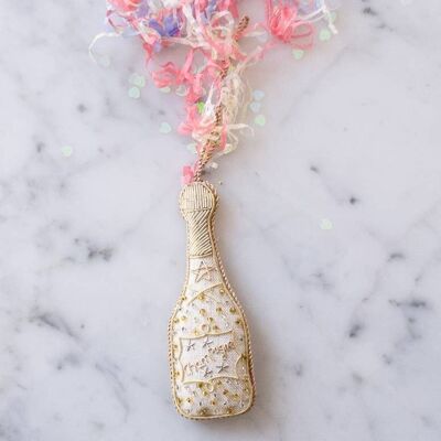 Handmade Champagne Bottle Irish Linen Ornament Party Decor