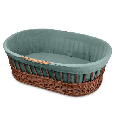 Hi Little One - wicker tall Moses basket with frame + liner+mattress+sheet TIFFANY