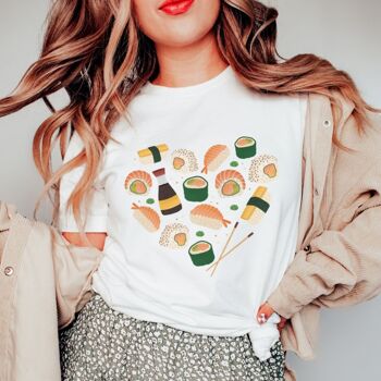 T-Shirt Sushi Heart - Chemise Nigiri COTON BIO Vegan 3