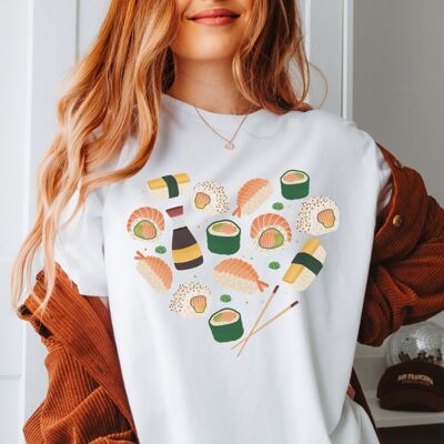 T-shirt Sushi Heart - Camicia Nigiri in COTONE ORGANICO Vegan