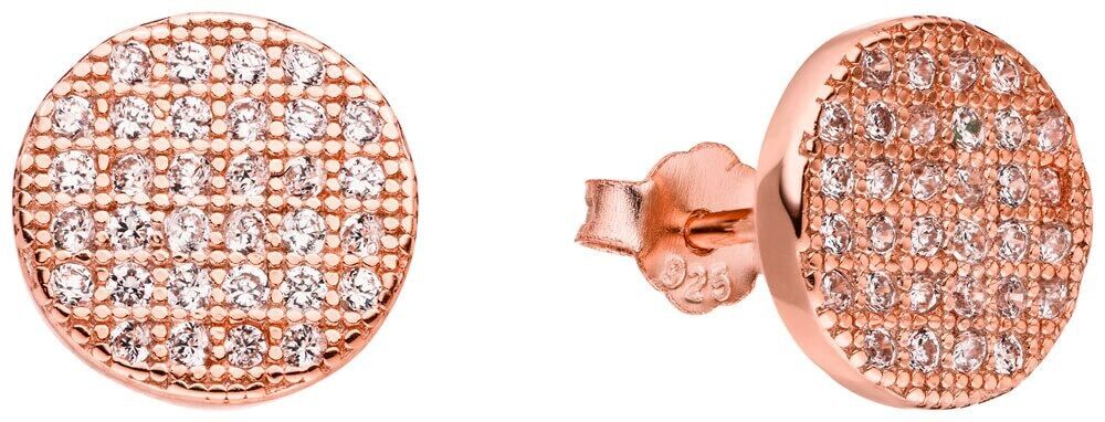 Pendientes plata 925 con circonitas redondas - rosa