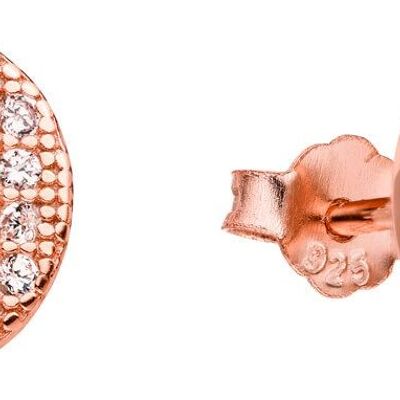 Clous d'oreilles argent 925 zircone ronde - rose