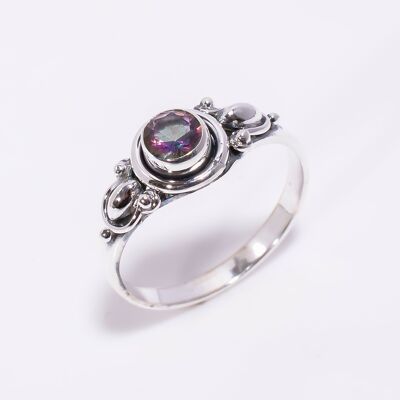 Anello fatto a mano in argento sterling 925 con quarzo mistico