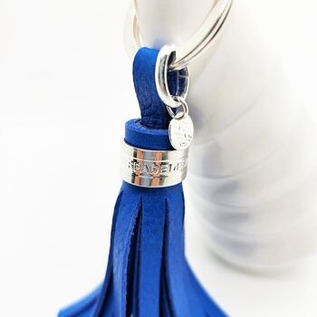 Porte-clés pompon simple - Argent - Bleu roi 2
