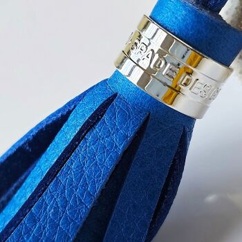 Porte-clés pompon simple - Argent - Bleu roi 4