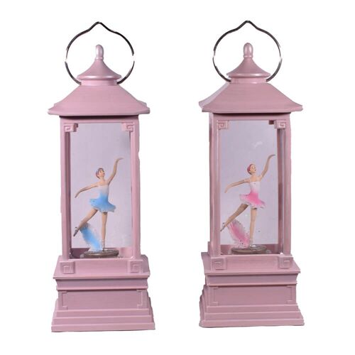 Water Moving LED Pink Ballerina Lantern Music Box