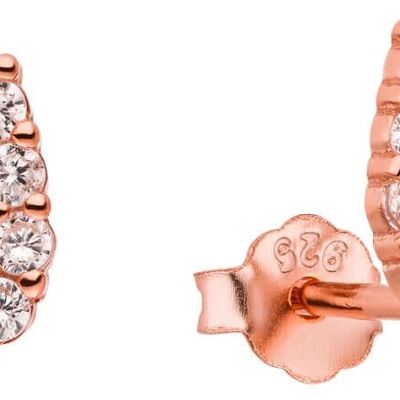 Ear studs 925 silver horseshoe zirconia - rose