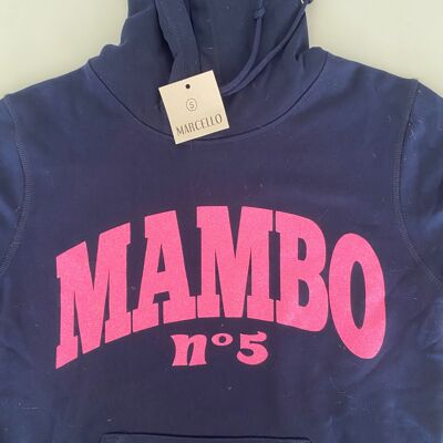 Sweat à capuche bleu marine mambo rose S