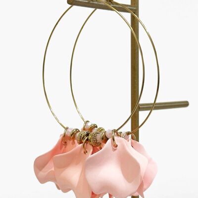 Hoop earrings in resin and crystal - Stainless Steel - Light pink