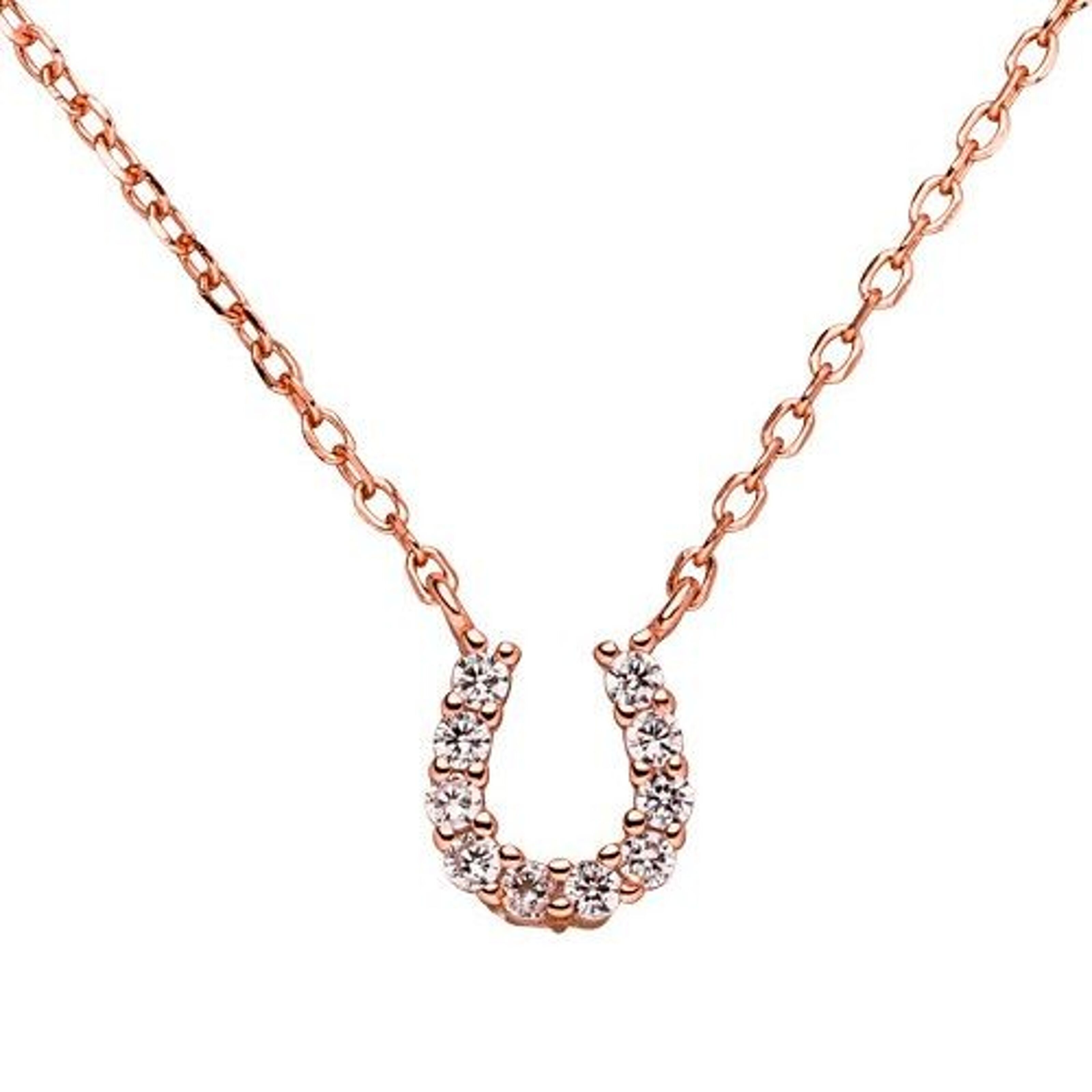 Buy wholesale Necklace 925 rose horseshoe - silver zirconia