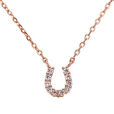 Necklace 925 silver horseshoe zirconia - rose