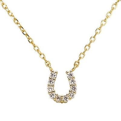 Chain 925 silver horseshoe zirconia - gold