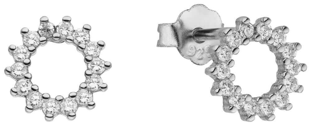 Orecchini a bottone in argento 925 con zirconi solari