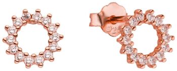 Clous d'oreilles argent 925 soleil zircone - rose 1