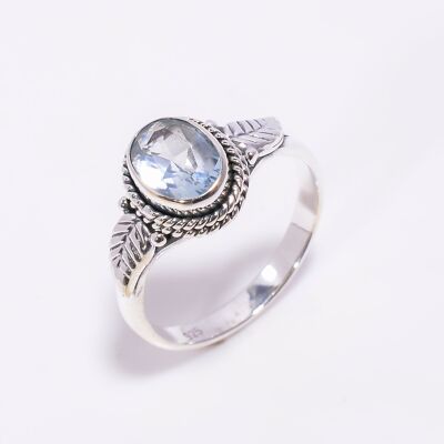 Beautiful Blue Topaz Handmade 925 Sterling Silver Ring