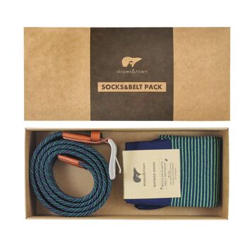 Gift Box belt Jordan and Green Stripe Socks 1