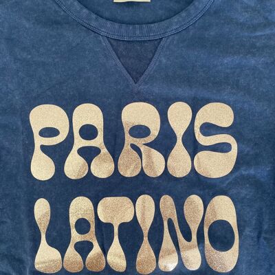 Paris latino gold navy blue round neck sweatshirt