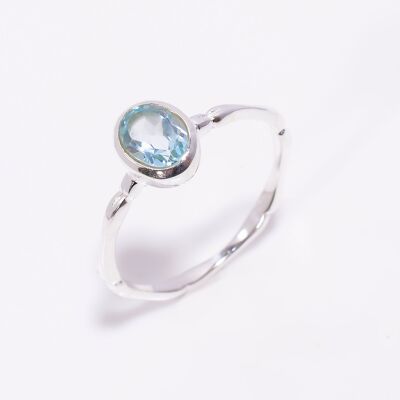 Bellissimo anello in argento sterling 925 fatto a mano con topazio blu