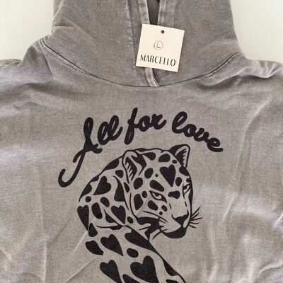 Sudadera con capucha All for love gris negro L