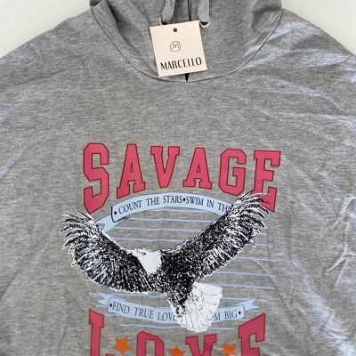 Sweat à capuche gris savage love M